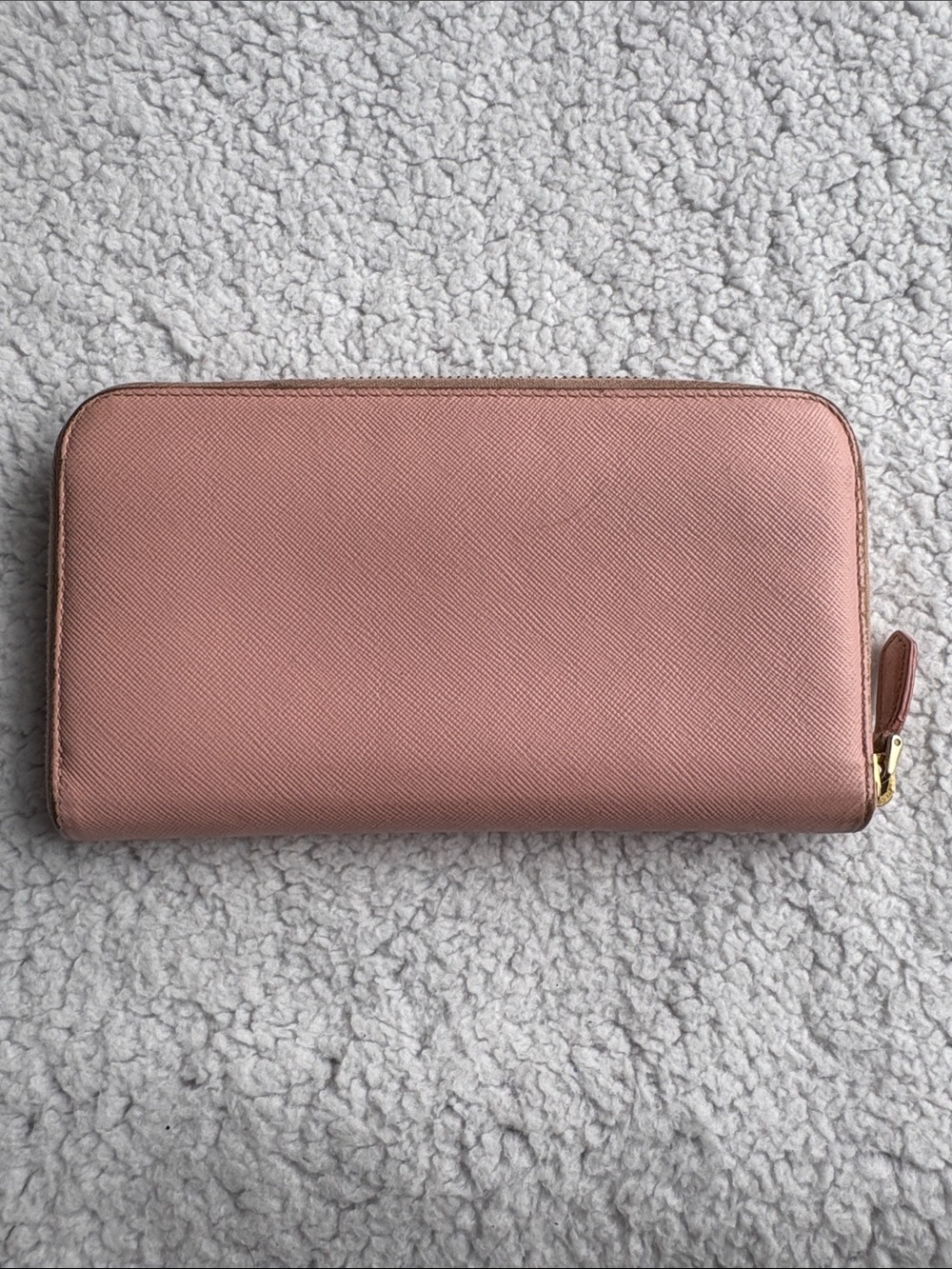 Prada Rose Pink Saffiano Fiocco Bow Zip-Around Leather Wallet Gold Hardware - Picture 2 of 10